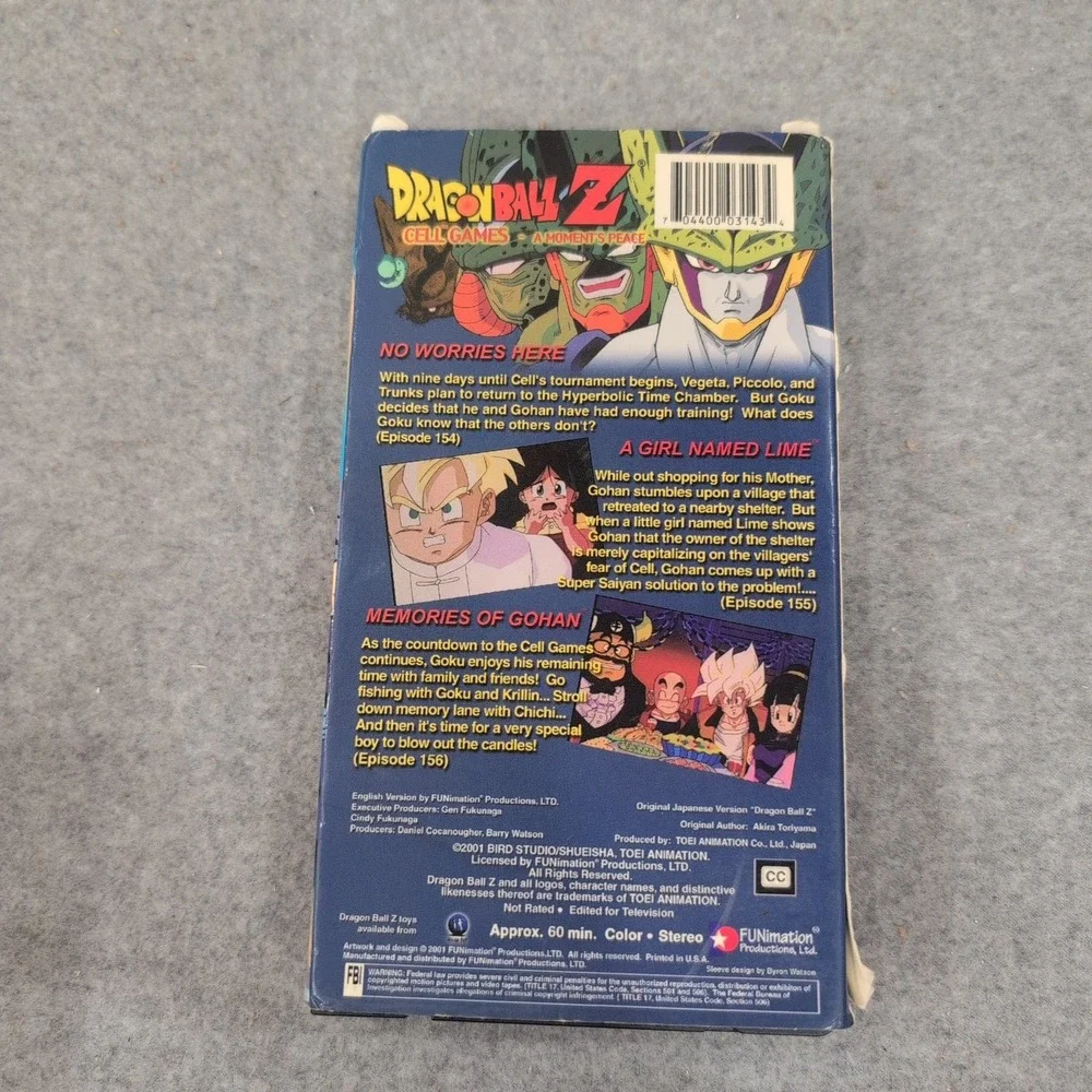 Dragon Ball Z Cell Games A Moment's Peace VHS Anime Episodes 154-156 Funimation - Picture 2 of 2